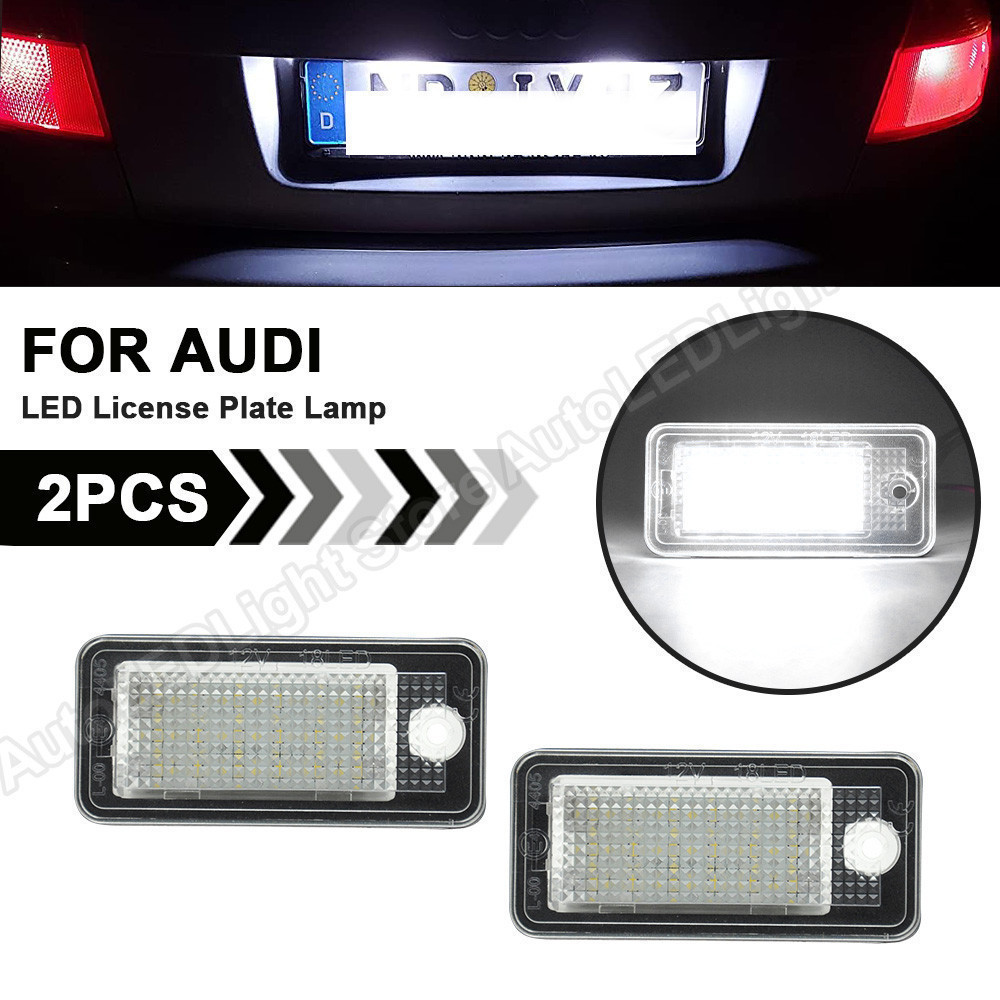 สําหรับ Audi A3 S3 A4 S4 B6 B7 A6 S6 C6 S5 A5 Cabrio A8 S8 Q7 RS4 A5 S5 2PCS LED จํานวนใบอนุญาตแผ่นไ