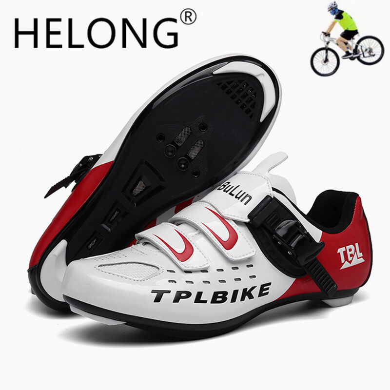 HELONG Men Road Bike Shoes Bicycle Sneakers Anti-Slip Breathable Cycling Shoes Self-Locking Triathlo