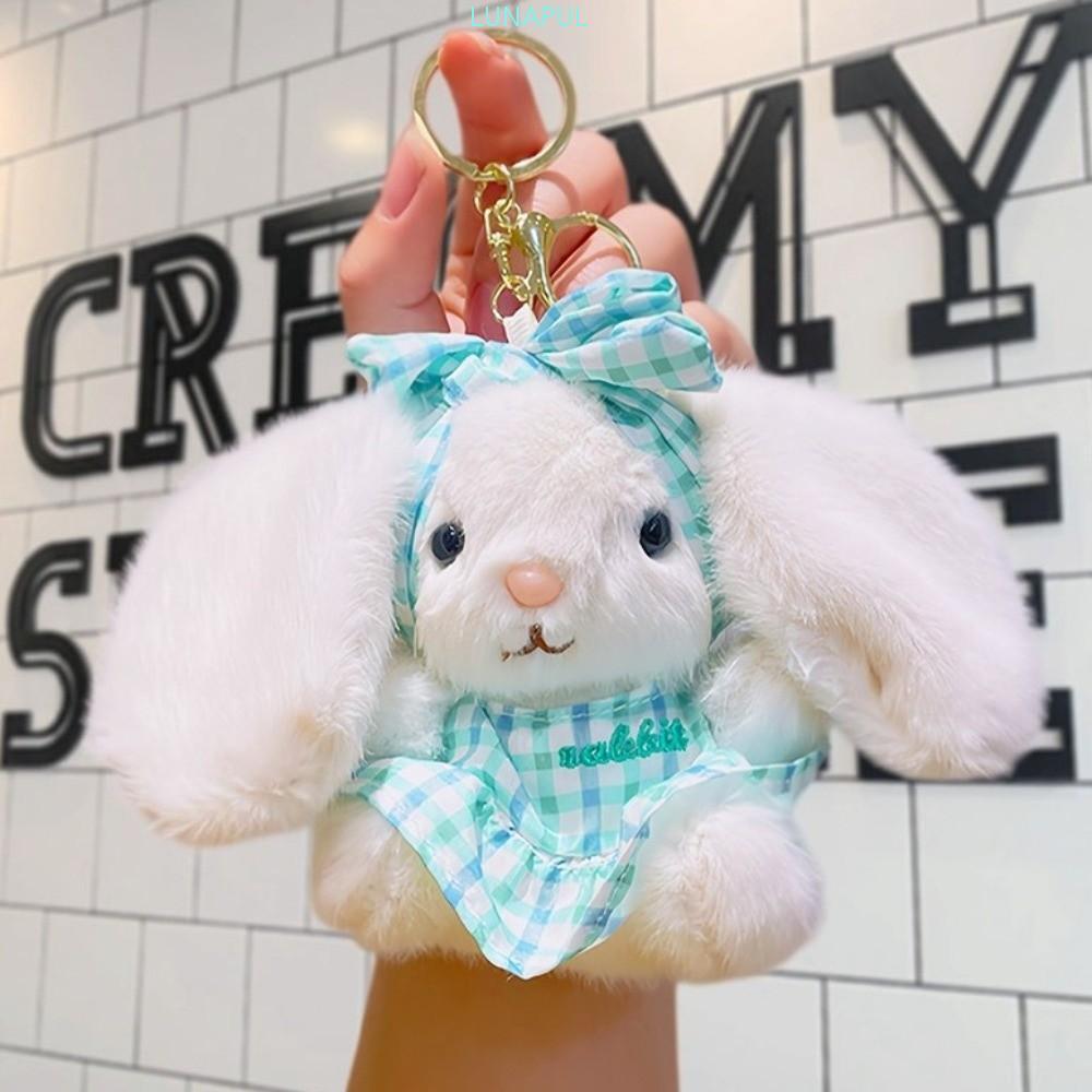 LUNAPUL Easter ตุ๊กตากระต่ายพวงกุญแจ, Bow Kawaii ของเล่นตุ๊กตาพวงกุญแจ,แฟชั่นหลากสีนุ่มสร้างสรรค์กระต่ายจี้กระเป๋า Charm Girls