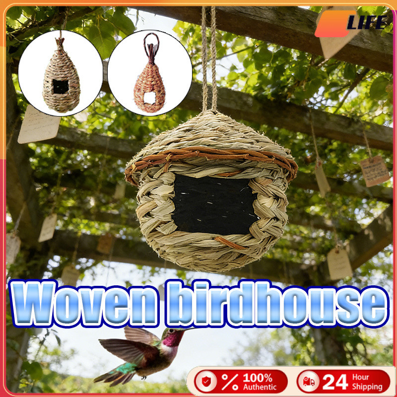 เก็บปลายทาง！รังนก รังฟาง บ้านนก หญ้ารัง สิ่งแวดล้อม ทรงกลม ติดตั้งง่าย มีสร้างสรรค์ กันมอด การตกแต่งด้วยไม้ฟาง