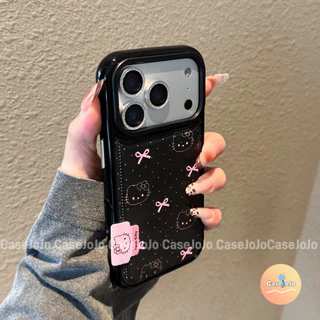 เคสหนังลาย คิตตี้ โบว์สีชมพู เคสนิ่มกันกระแทก สำหรับ iPhone 13 Pro 17 11 14 12 X/Xr/Xs/Xs Max 15 Pro Max 16 Plus ทุกรุ่น