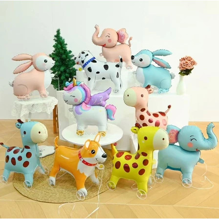 ลูกโป่งมีล้อ ลายสัตว์ ลากได้ พร้อมส่งจากไทย ลูกโป่งการ์ตูนสัตว์ พร้อมส่งจากไทย