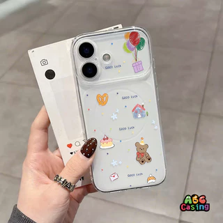 เคสไอโฟน17air เหมาะสำหรับ IPhone 16 17 15 14 13 12 11 Pro Max 15 Plus เคสโทรศัพท์แบบเท็ดดี้แบร์น่ารักๆ สไตล์สาวๆ