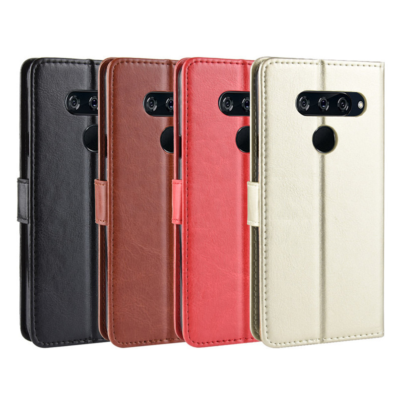 LG V40 ThinQ เคสโทรศัพท์ LG V40 Flip Cover เคสป้องกันรูปแบบม้าบ้าซองหนังโทรศัพท์ประเภทนามบัตร