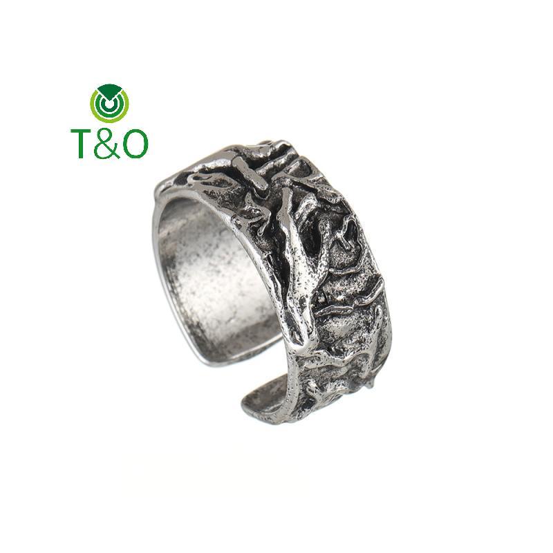 [T&OT] Vintage Religious Belief Open Rings For Men Retro The Hand Of God Artistic Masterpieces Open 