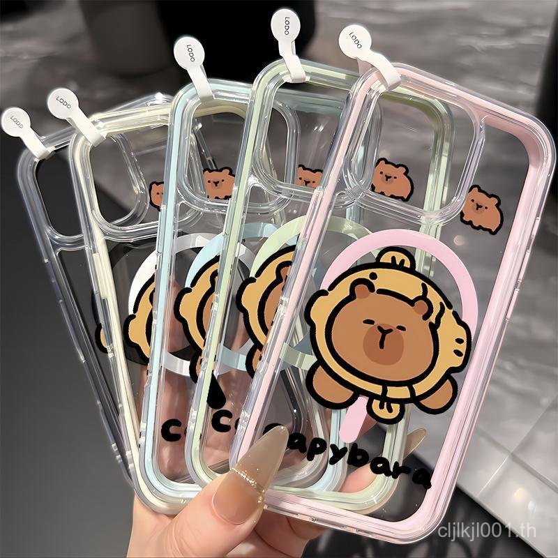 Kapibala นอนลงสีคู่ถุงลมนิรภัยแม่เหล็กดูดสําหรับ iPhone 13 14 15 16 12 11 15PRO 12PRO 11PROMAX 12PRO