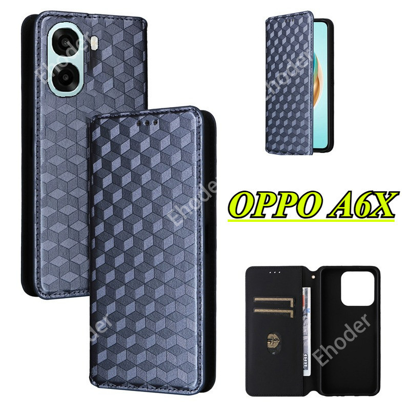 2025 กระเป๋าสตางค์ช่องใส่การ์ดแม่เหล็กปกหนังสําหรับ OPPO A6X 5G 4G, กันกระแทกกลับสําหรับ OPPO A6X A6