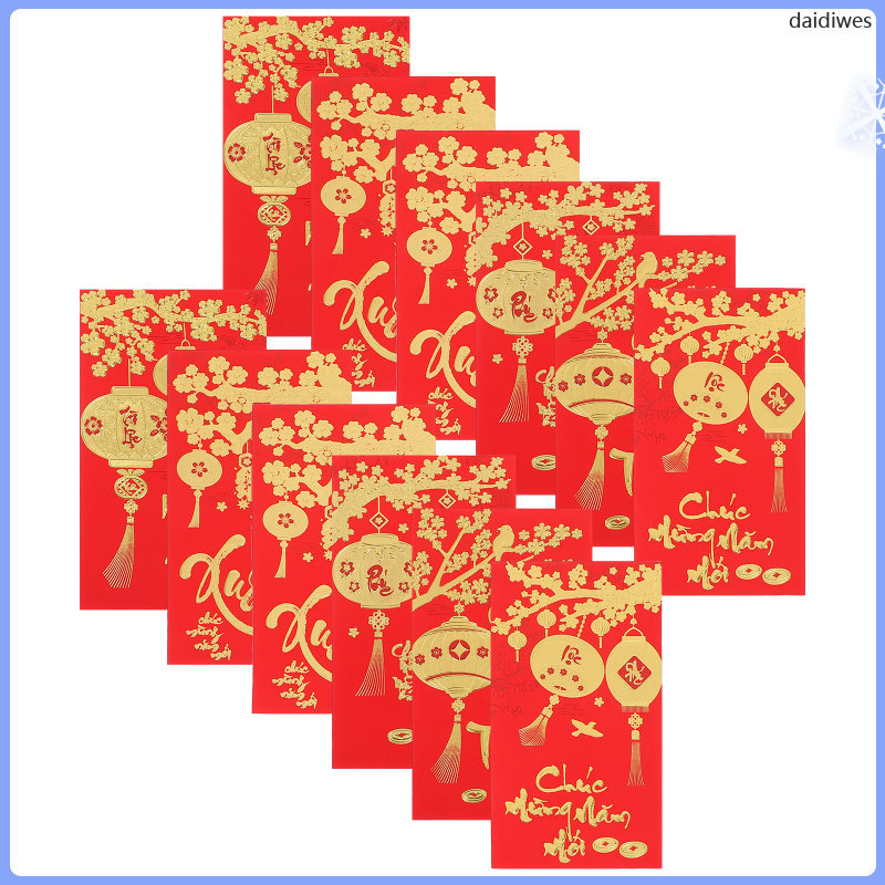 72 ชิ้นซองจดหมาย Lucky Money Asian Spring Festival Packets กระเป๋าปีใหม่ daidiwes