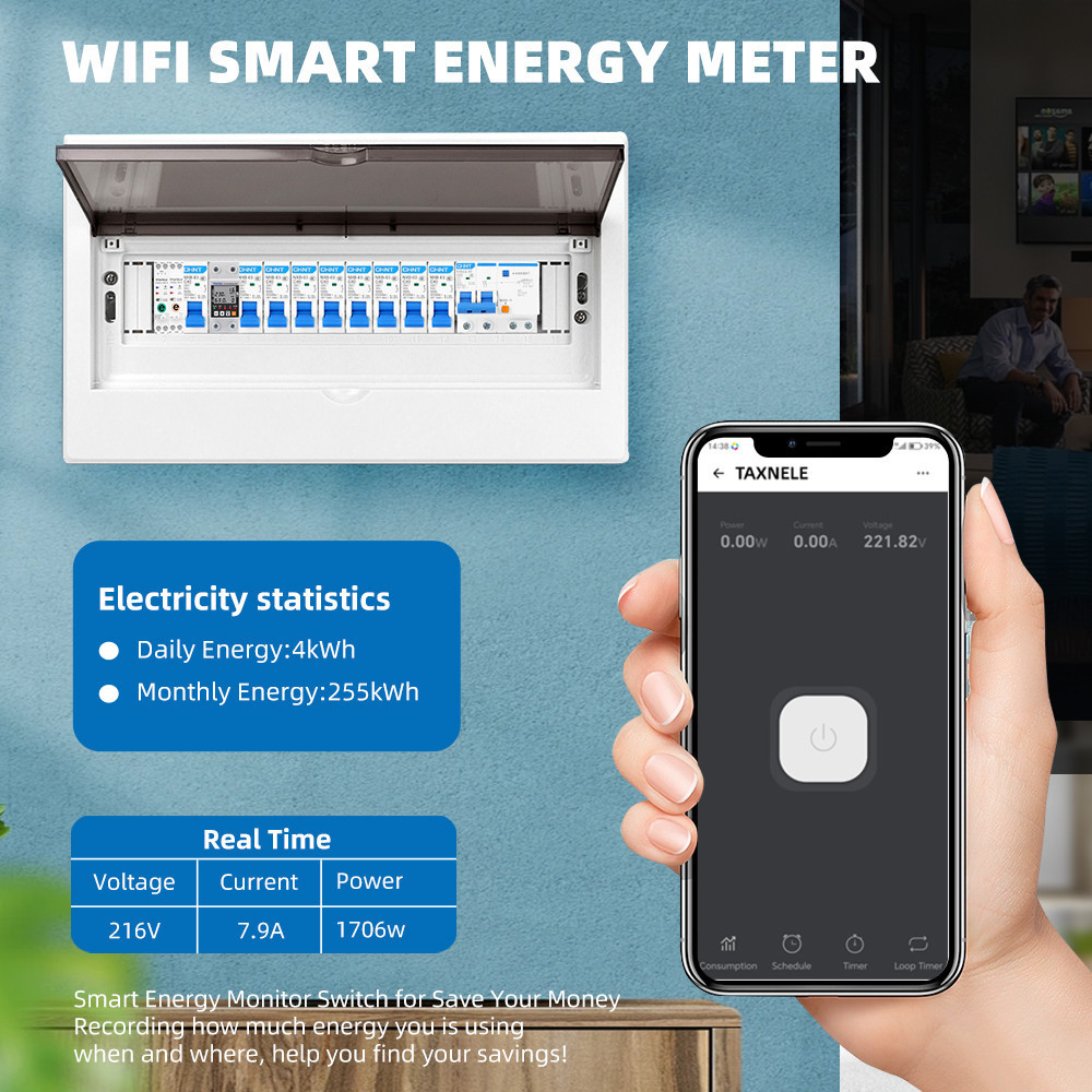 Taxnele Ewelink 1P+N 63A 110V 220V WIFI สมาร์ทสวิตช์ Energy Meter Circuit Breaker รีเลย์แรงดันไฟฟ้า Current Protection - รูปที่ 6