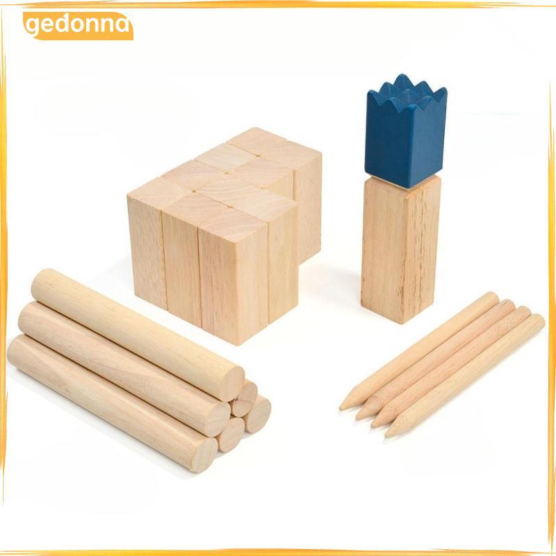 [gedonna] ชุดเกมสนามหญ้า Kubb Backyard Premium Wood Tosing Outdoor Skittle Skill Game สําหรับ Park G
