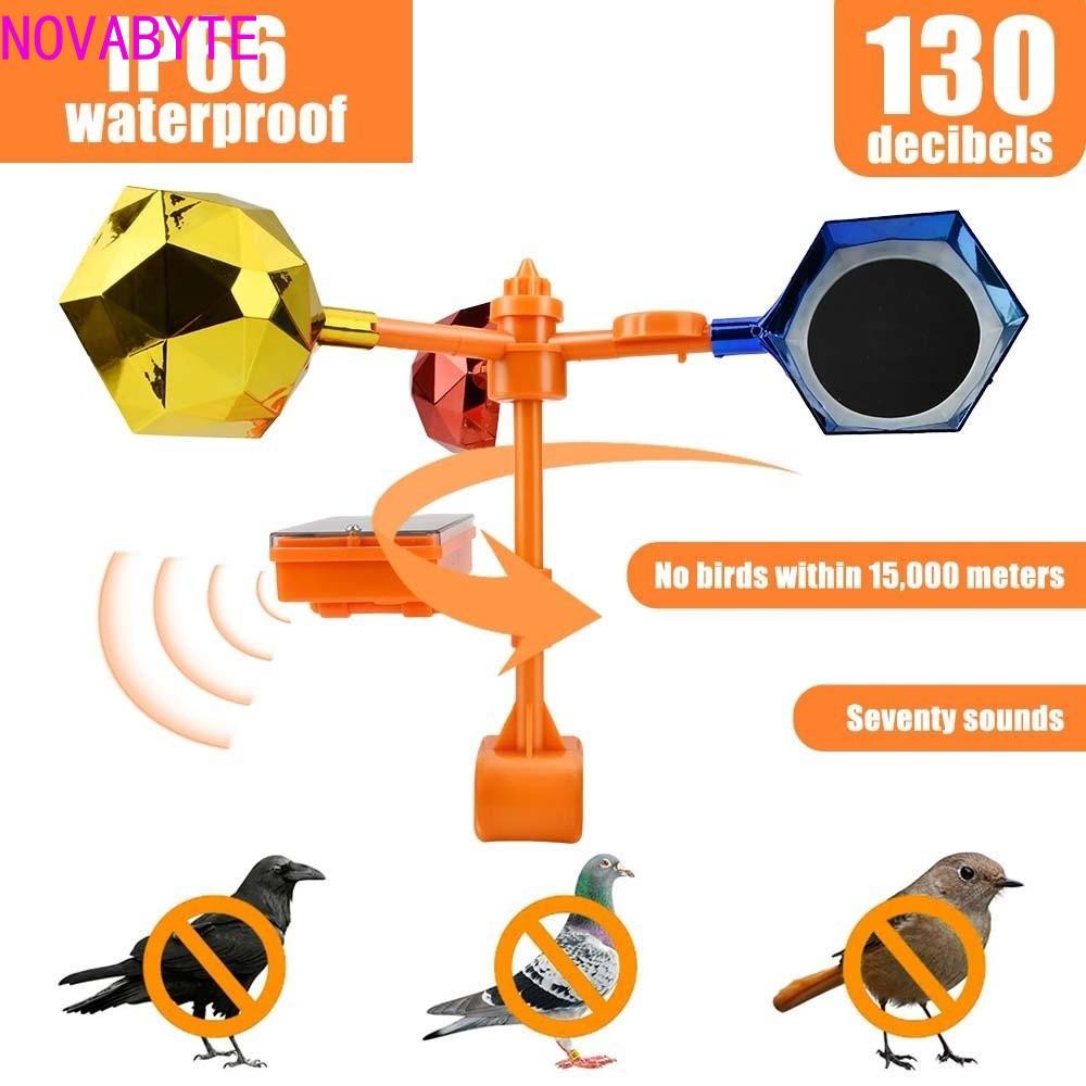 โนวาบาย เครื่องไล่นกพลังงานแสงอาทิตย์,แฟลชสะท้อนแสง360องศาหมุนอุปกรณ์ไล่แมลง,เสียงอัจฉริยะลมการเคลื่อนไหวกันน้ํานกอุปกรณ์ติดตั้งกลางแจ