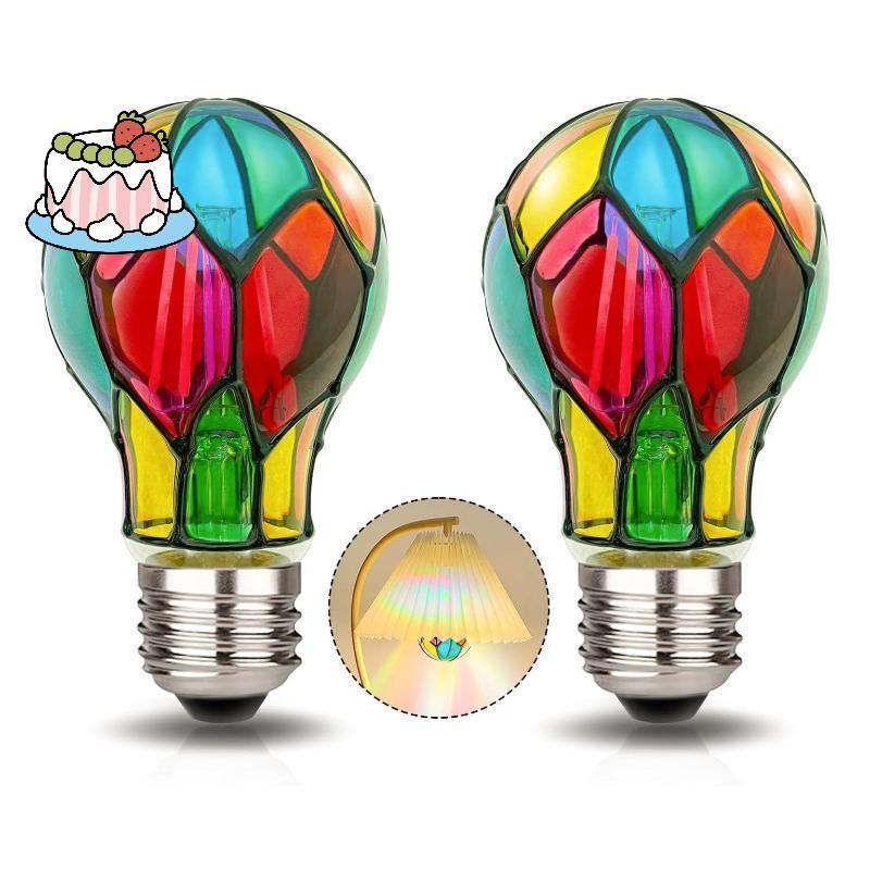 [Sep] หลอดไฟกระจกสี 4W ST64 หลอดไฟ LED กระจกทาสี E26 ฐานโมเสคโคมไฟกลางคืนตกแต่งบ้านโรแมนติกบรรยากาศง