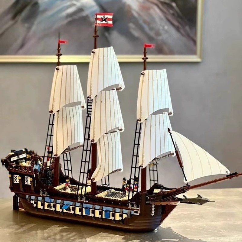 เข้ากันได้กับเลโก้ 10210 เรือรบอิมพีเรียลเรือใบ Black Pearl รุ่น Queen Anne Caribbean Building Block
