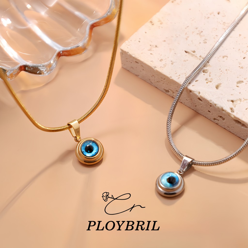 PLOYBRIL สร้อยคอแองเจิลอายเหล็กไทเทเนียมเฉพาะผู้ชายแฟชั่นโซ่กระดูกไหปลาร้าเคลือบทอง X031
