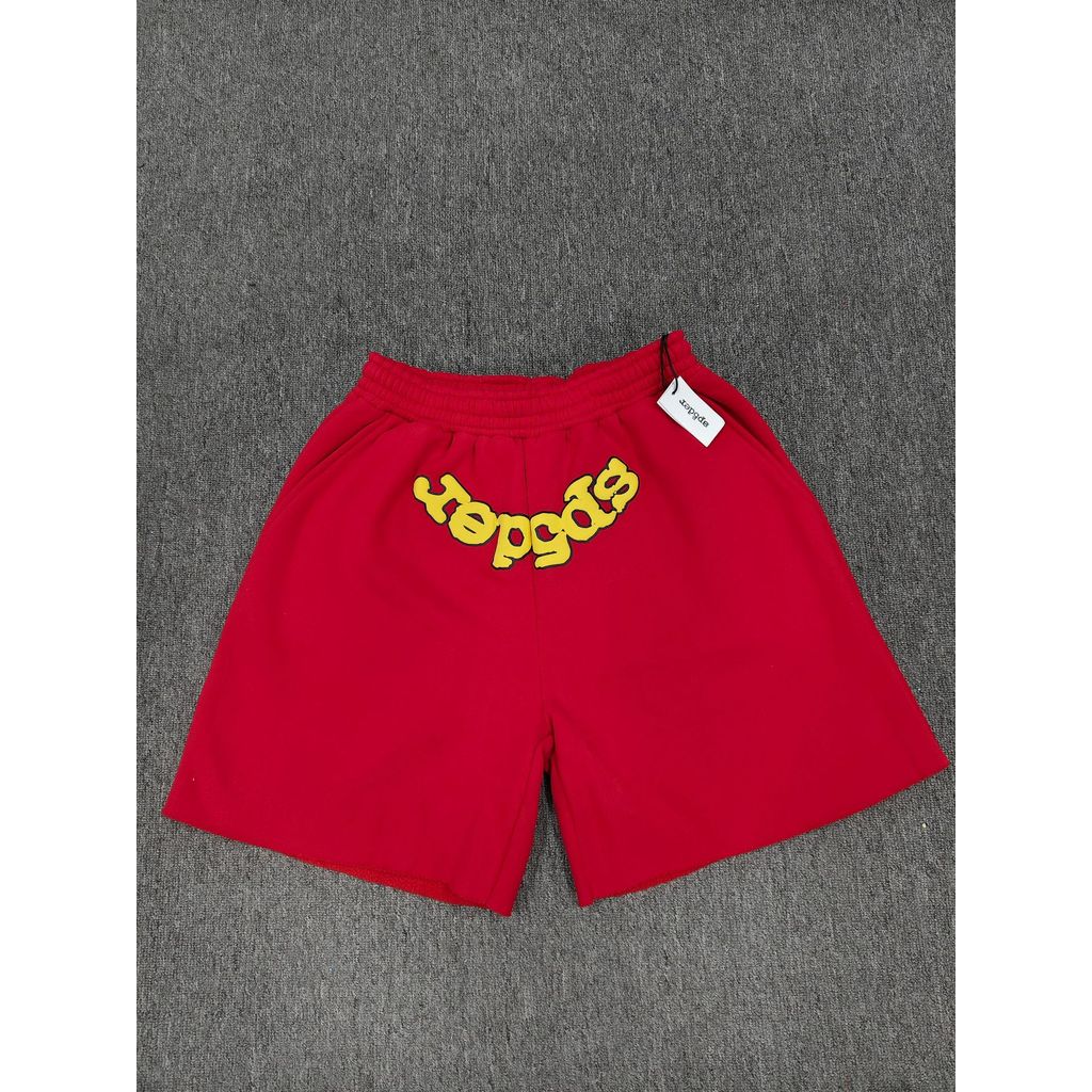 กางเกงขาสั้นผู้ชาย สไตล์.Sp5der Letter ทรงหลวม สำหรับใส่เล่นกีฬาและสวมใส่ในวันสบาย ๆ