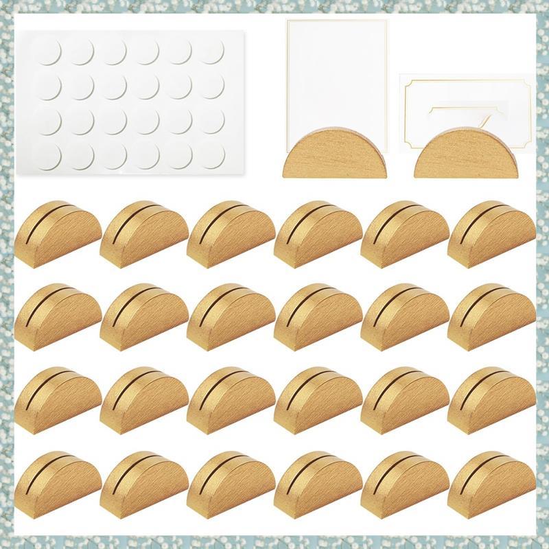 [h5bl3j6wj.ph] สําหรับตกแต่งงานแต่งงานร้านอาหาร- ที่ใส่การ์ดไม้สีทอง 24 ชิ้น, ขาตั้งตัวเลขโต๊ะครึ่งว