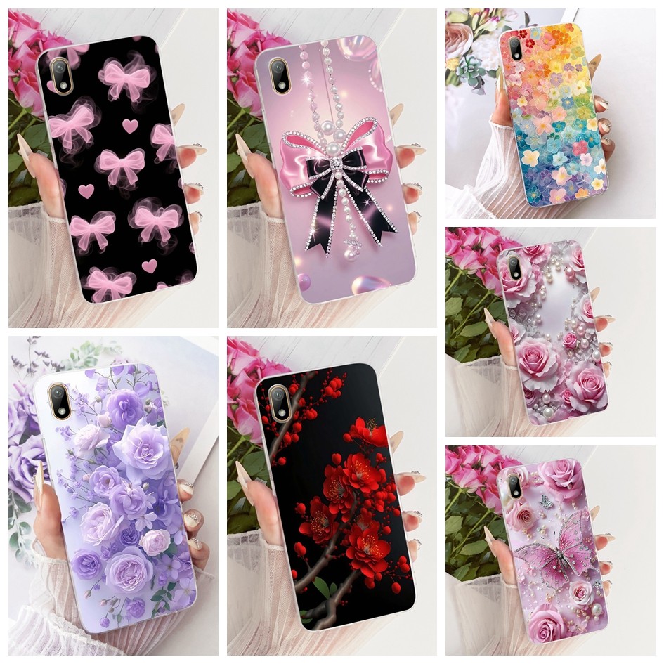ปลอกใสสําหรับ Huawei Y5 2019 AMN-LX9 AMN-LX1 AMN-LX2 / Honor 8S KSE-LX9 เคสโทรศัพท์แฟชั่นดอกไม้ Bowk
