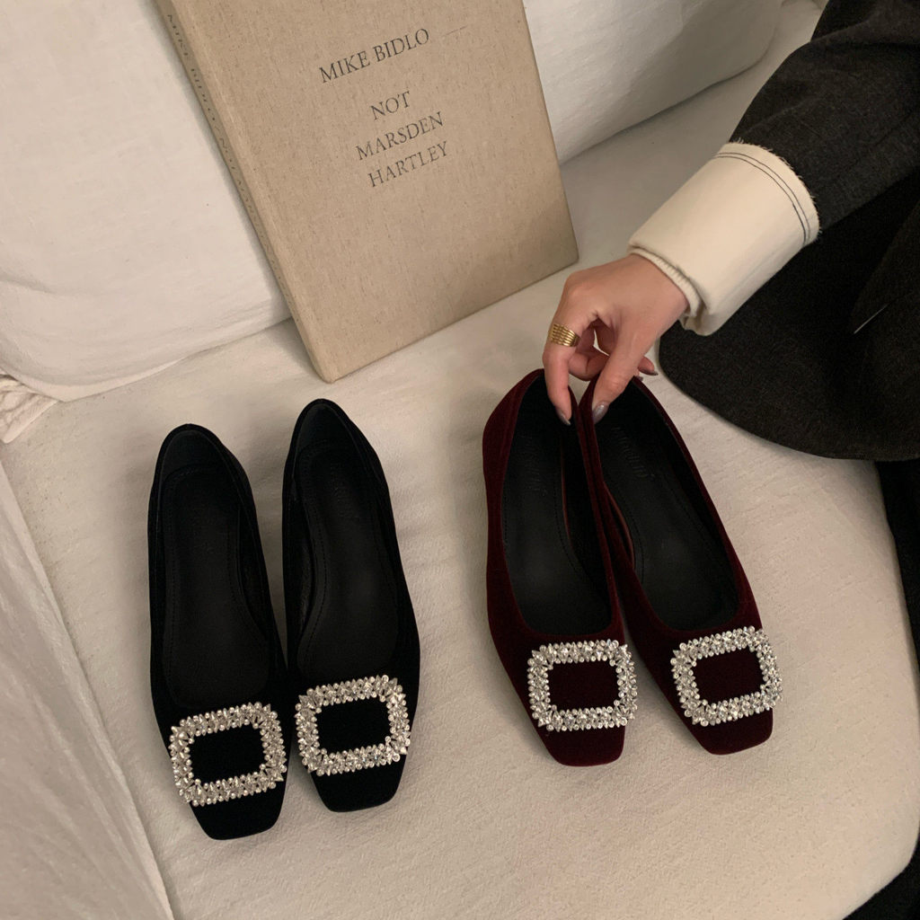 TT Sweet Square Buckle Shoes Womens Thick Heel Mary Jane Shoes All-Match Classy Shoes