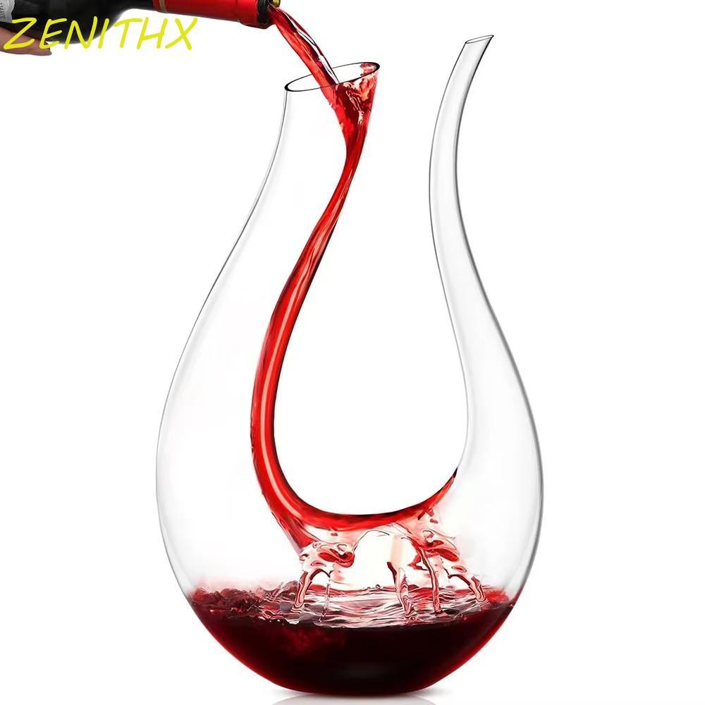 ZENITHX ขวดเหล้าไวน์รูปตัวยู, 1.2L โปร่งใส Carafe Wine Aerator, ครัวเรือน Swan Design แก้วคริสตัลตู้ไวน์อาหารค่ํา