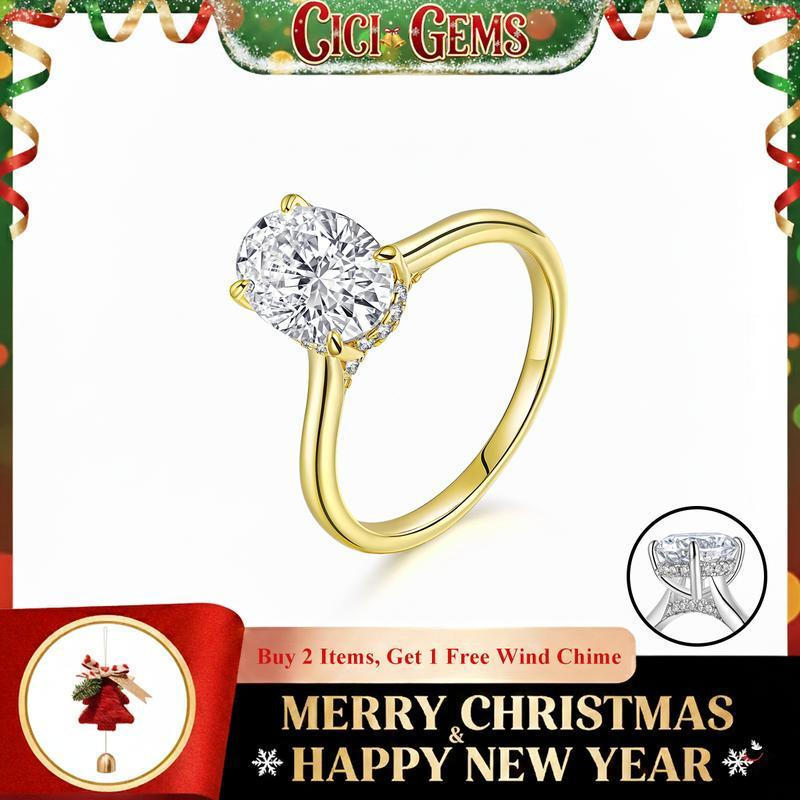 แหวนเพชรธรรมชาติสังเคราะห์มอยซานาイトแบบฮาร์โล ขนาดกะรัต 2 สำหรับผู้หญิง เคลือบเงินทอง 18K ทนทานต่อการ