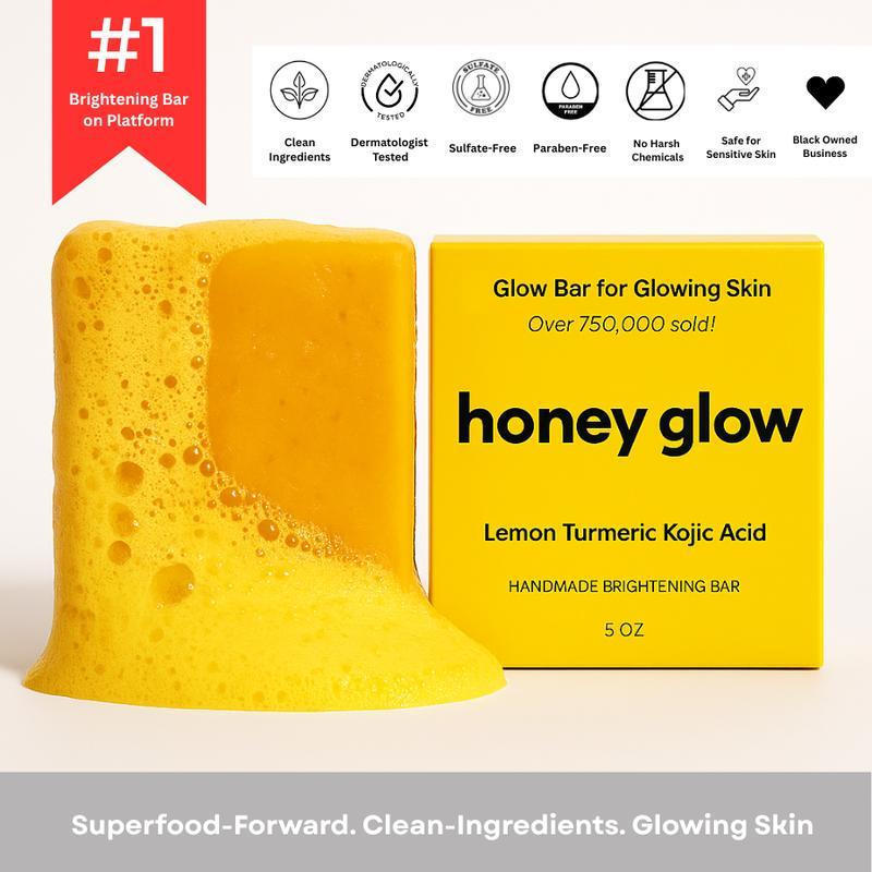 สบู่กระจ่างใส HoneyGlow Lemon Turmeric สบู่กําจัดฝ้ากระ Koji Acid