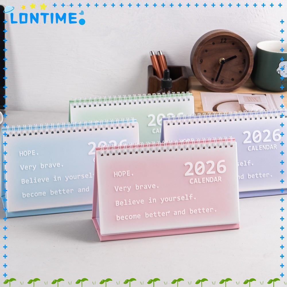 LONTIME ปฏิทินขนาดเล็ก, ปฏิทินตั้งโต๊ะสไตล์ลานตรวจสอบขดลวด, เกาหลีกันน้ํา 2026 เดสก์ท็อปเครื่องประดับอุปกรณ์สํานักงานโรงเรียน