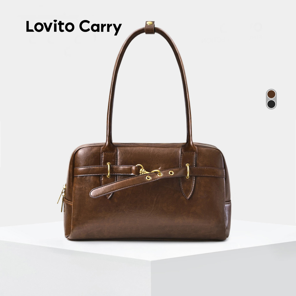 (Lovito Carry) กระเป๋าสะพายข้างคุณภาพสูงสไตล์ Preppy สำหรับผู้หญิง LR16E024
