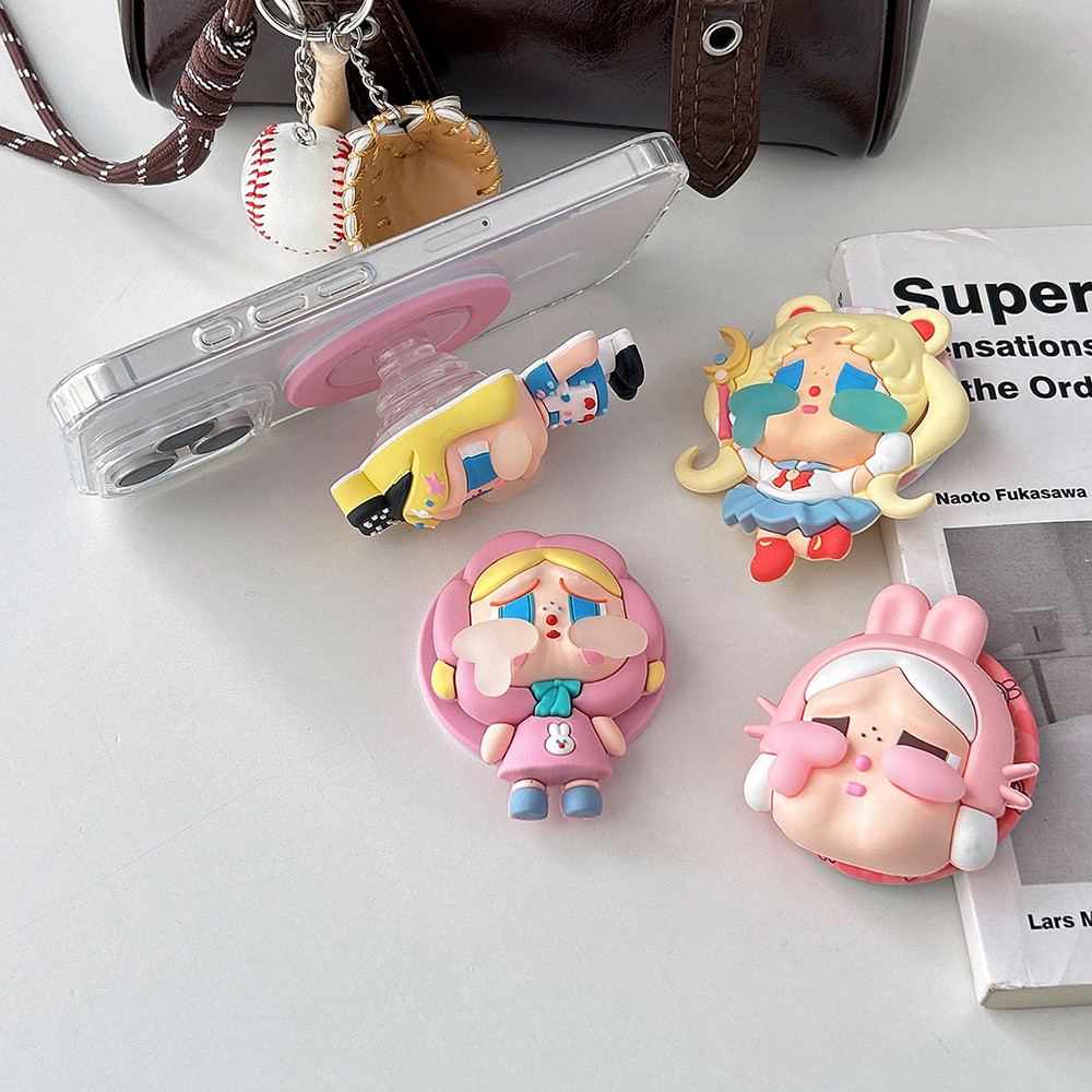 3ง การ์ตูนร้องไห้เด็กโทรศัพท์จับแม่เหล็กซิลิโคนยืนผู้ถือนิ้วกันลื่นสําหรับ ไอโฟน โทรศัพท์มือถือ