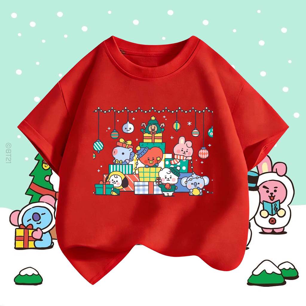 BT21 Holiday Christmas Tee for Men & Women | KPOP Cartoon Shirt | Size S-5XL