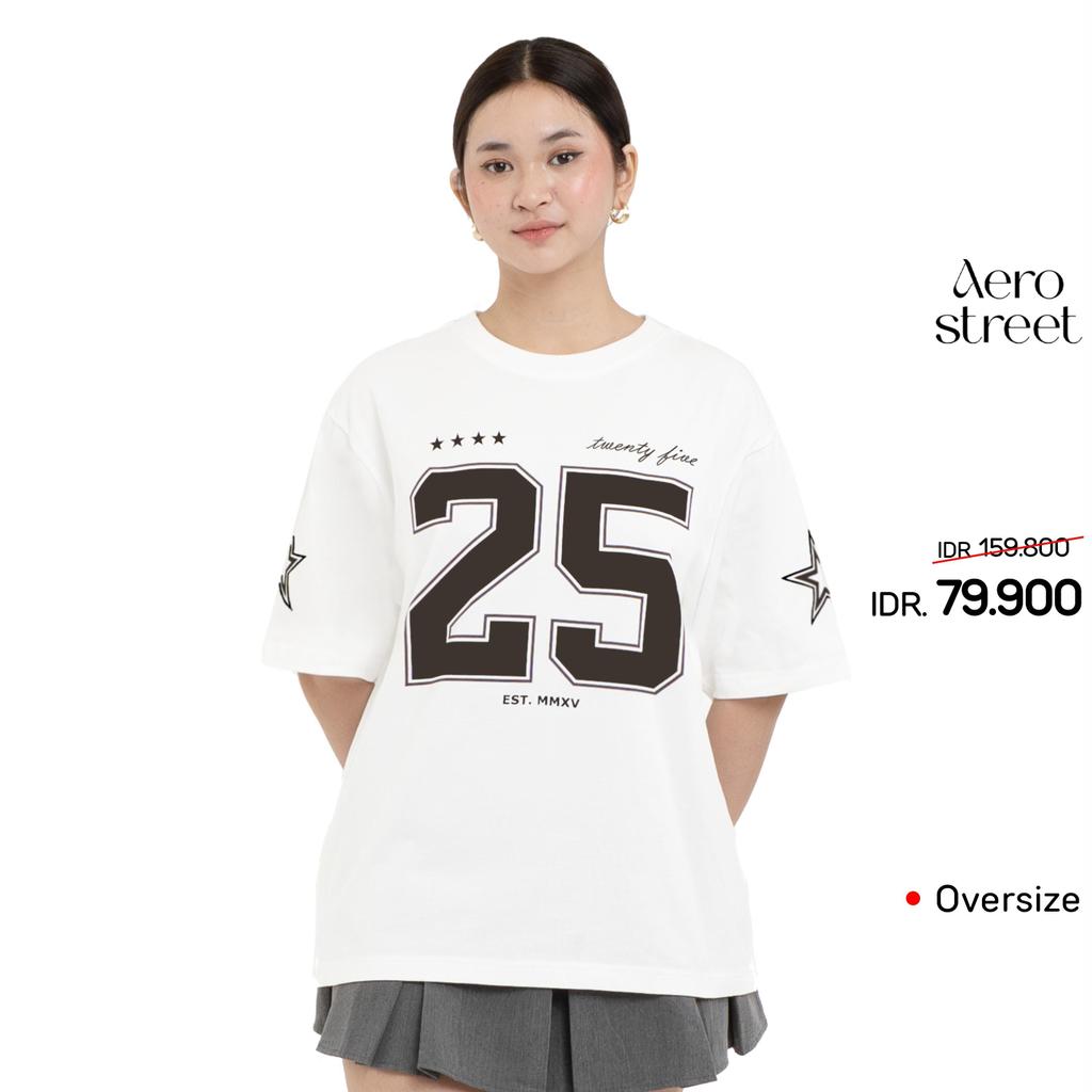 เสื้อยืด Aerostreet Oversize Twenty Five 25 Off White Brown Woman 1CB01