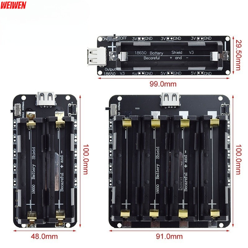 สองแรงดันไฟฟ้า 18650 แบตเตอรี่ลิเธียมโล่ V8 โทรศัพท์มือถือขยายโมดูล 5 V/3A 3 V/1A Micro USB สําหรับ 