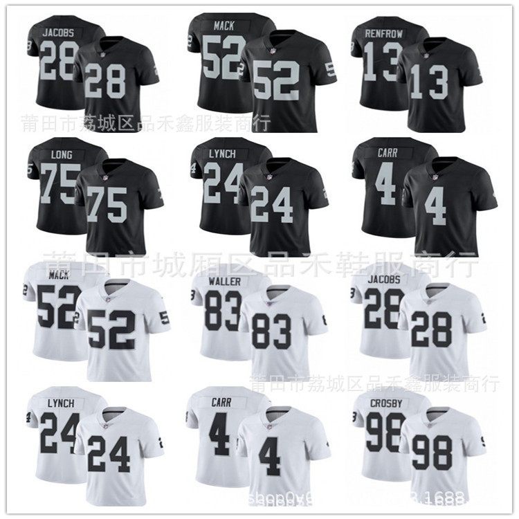 พร้อมสต็อก ส่งเร็ว!!Raiders Raiders Raiders Raiders#4 CARR JACOBS 98 83 89 34 NFL เสื้อรักบี้ในตํานา