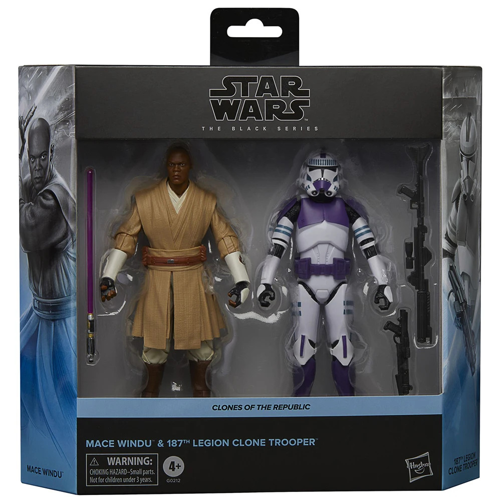 [In-Stock] Hasbro STAR WARS The Black Series Mace Windu & 187th Legion Clone Trooper 2-Pack-Set 15 ซม.Action Figure ของเล่น