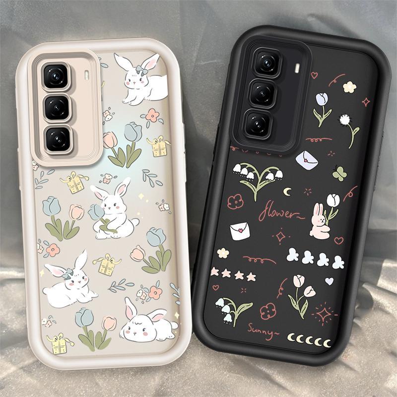 ปลอกสําหรับ INFINIX HOT 50 4G INFINIX X6882 X6882B น่ารักซิลิโคนกระต่ายดอกไม้กันกระแทก