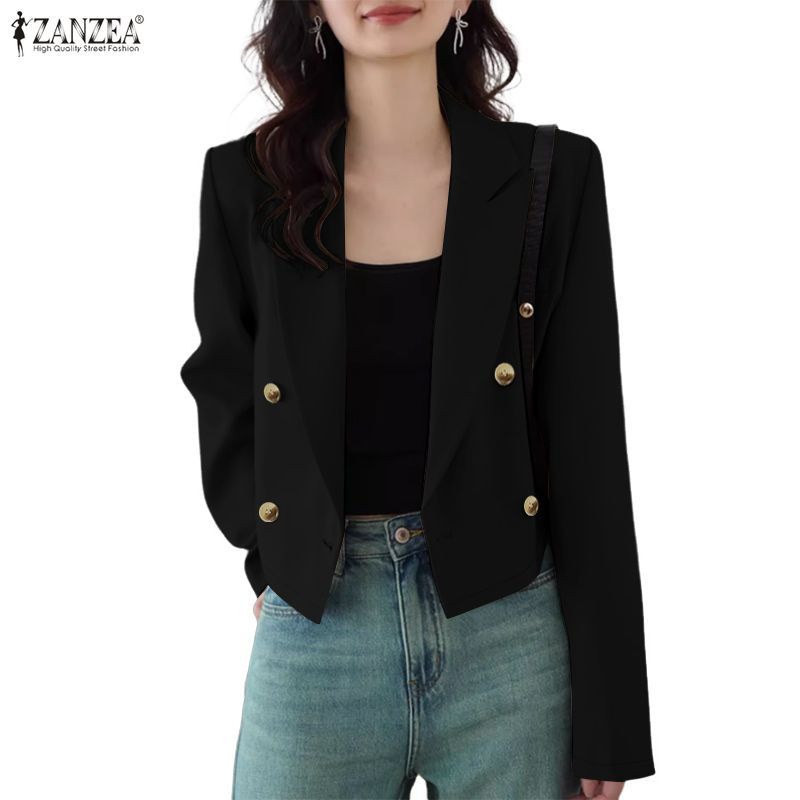 ZANZEA ผู้หญิงเกาหลีธุรกิจขั้นสูงปกแขนยาว Double-Breasted Elegant Officewear Blazer — صورة 7