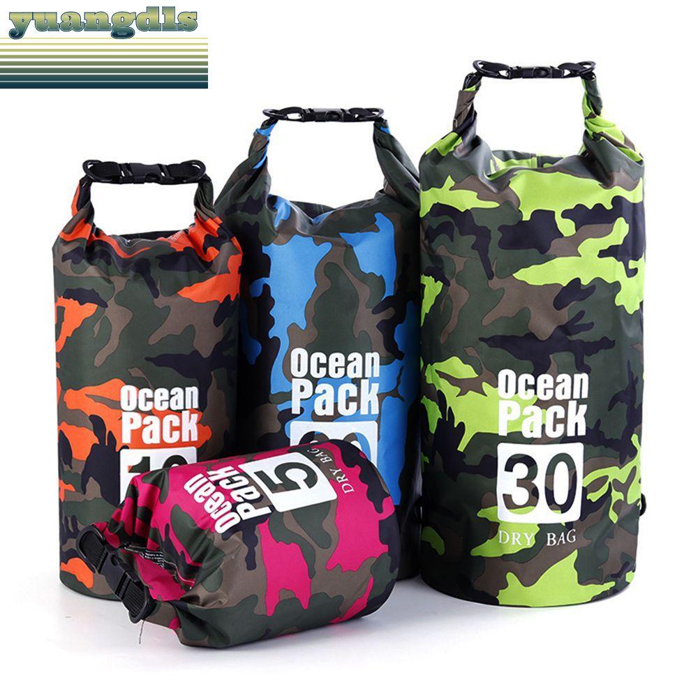 YUANG 2l/5l/10l/20l/30l กลางแจ้งลอยกันน้ําแห้งกระเป๋าเก็บกระสอบแห้งว่ายน้ํา Beach Bucket Tarpaulin Heavy-Duty PVC