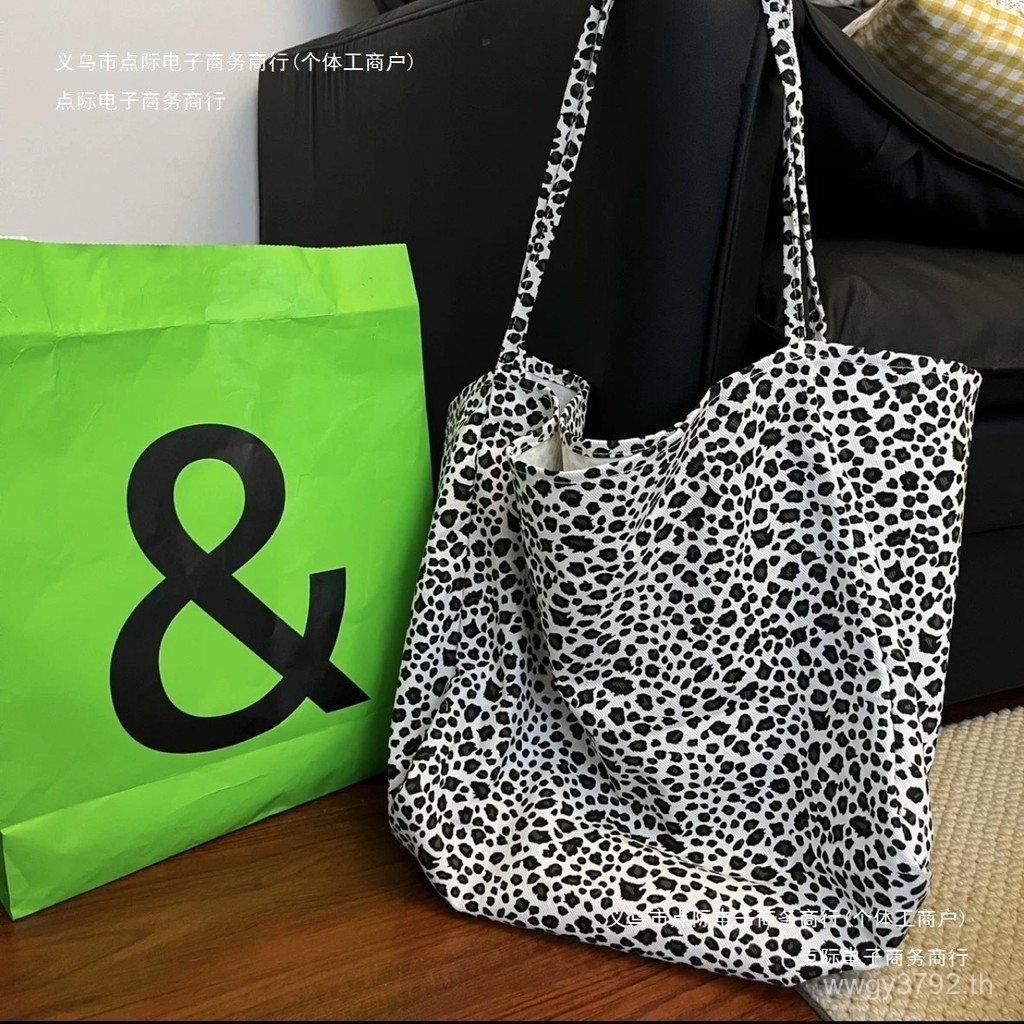 Tote Bag Canvas Bag Leopard Print Large Capacity Lazy Leopard Print 3HWE