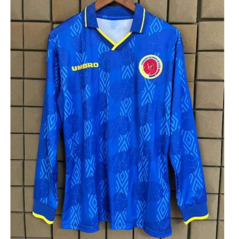 เสื้อฟุตบอลแขนยาว 1994 GL Boca Juniors Away Blue Retro S-XXL แห้งเร็ว
