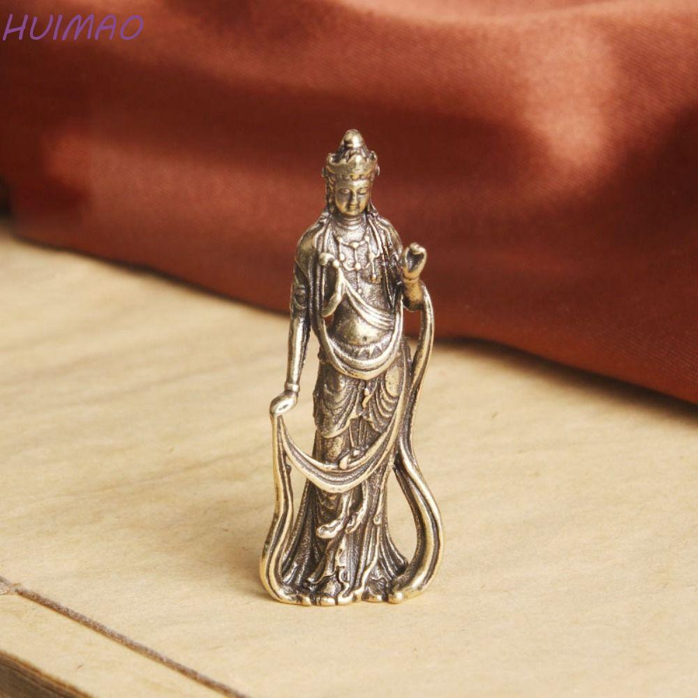 HUIMAO เจ้าแม่กวนอิมพระพุทธรูปประติมากรรม,ทองแดงศิลปะประติมากรรมพระโพธิสัตว์รูปปั้น,สร้างสรรค์พระพุทธรูปตัวละครโบราณยืนพระโพธิสัตว์เครื่องประดับบ้าน