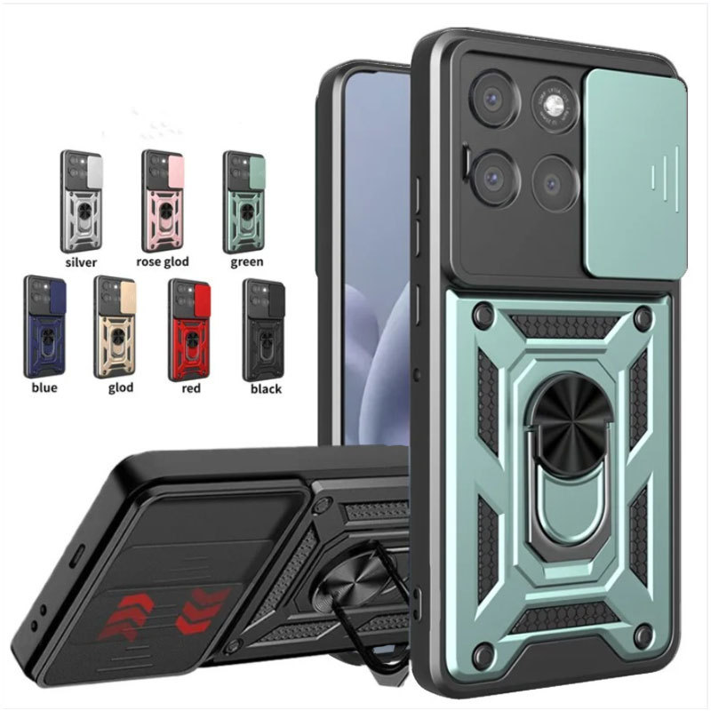 สไลด์ป้องกันกล้องกันกระแทกสําหรับ Motorola Moto G100 G67 G77 G57 G17 แหวนไฟฟ้าขาตั้ง Hybrid โทรศัพท์