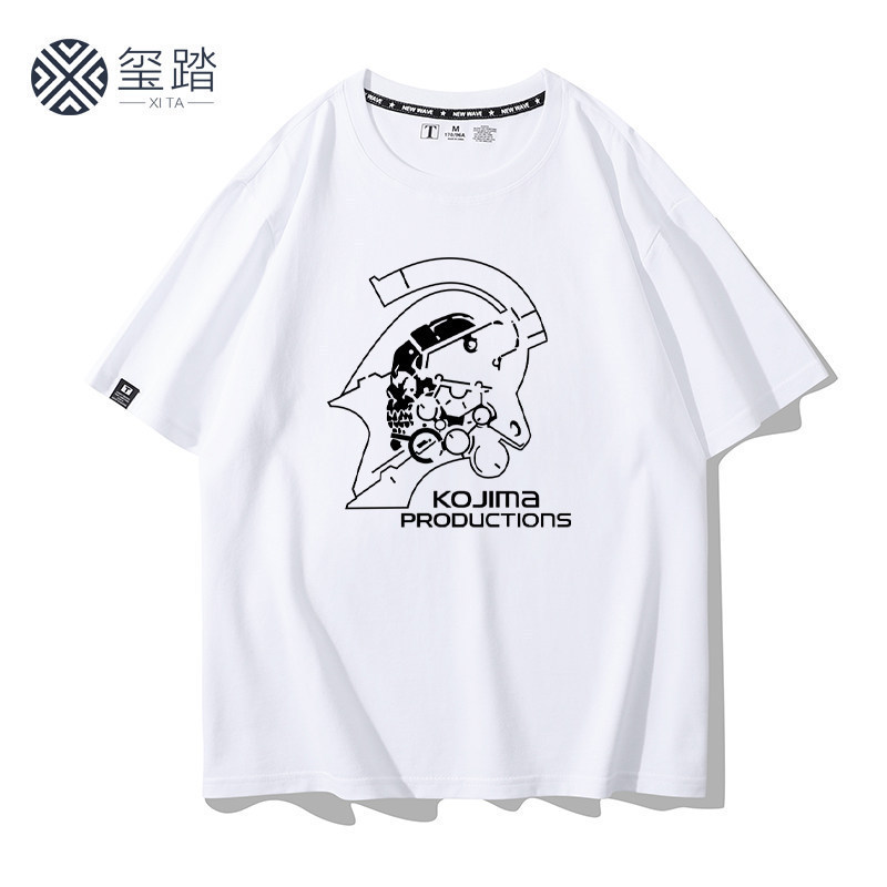 Kojima Productions Death Stranding โลโก้พิมพ์เสื้อยืด Baggy สไตล์ Unisex Cotton Tee 6.1
