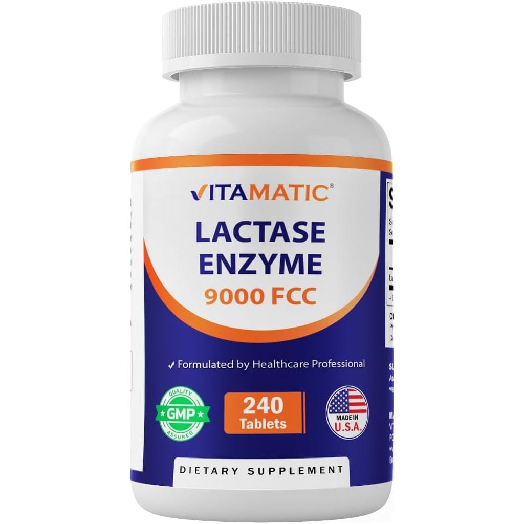 Vitamatic Lactase Enzyme 9000 FCC 240 เม็ด - แคปซูลบรรเทาลําไส้แลคโตส