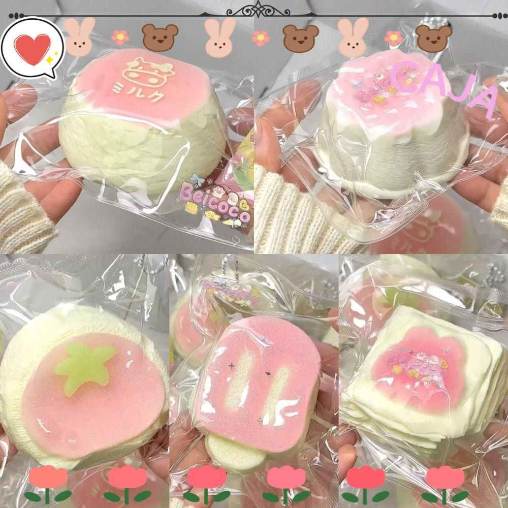 CAJA1 Slow Rising Squishy, Calming Squis Fidget ของเล่นความเครียดบรรเทา Squishy เค้ก Doughnut, ของขว