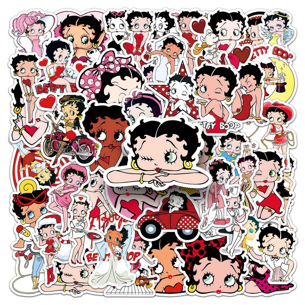 สติกเกอร์เบ็ตตี้ บู๊ป 50ชิ้น กันน้ำ ลายวินเทจสุดคลาสสิก Betty Boop Stickers Waterproof Classic Vintage
