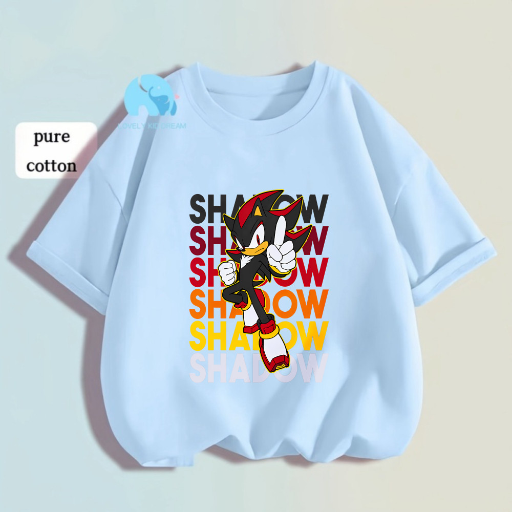 Shadow The Hedgehog เสื้อยืด Budak ผ้าฝ้าย 100% แฟชั่นการ์ตูนพิมพ์ Shadow The Hedgehog TShirt
