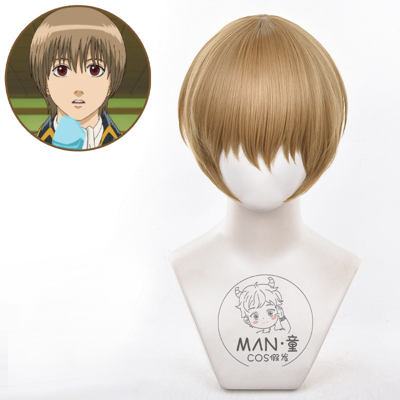 วิกผม cosplay Manton Gintama Okita Sougo ผมสั้น จำลองหนังศีรษะ ขายโดยโรงงานDirecly