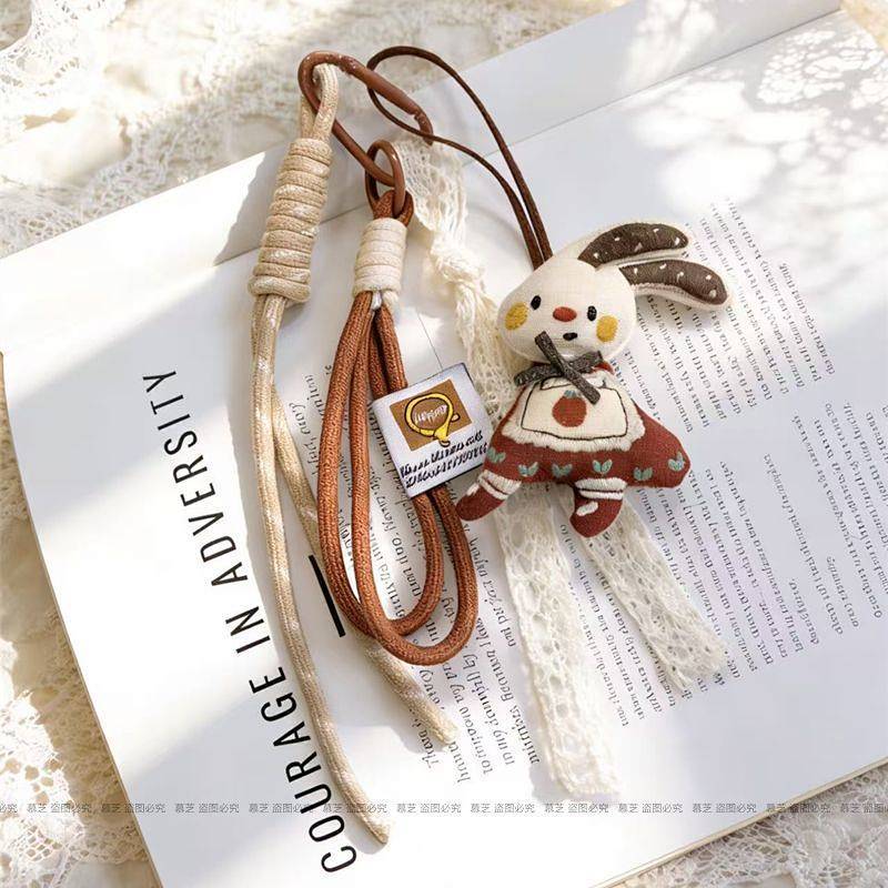 INS Korean Fabric Cute Rabbit Pendant Handmade Braided Rope Bag Ornaments Miu Series Zuhh