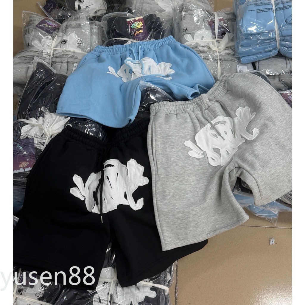 SYNA WORLD กางเกงขาสั้นcropped ทรงหลวม สำหรับทั้งผู้ชายและผู้หญิง สไตล์ฮิพฮอปและเสื้อผ้าแนว STREET C