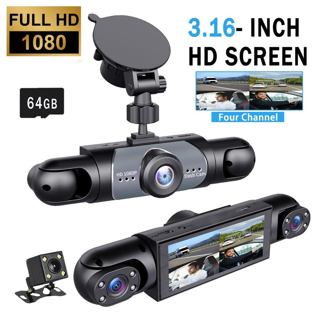 4Channel Vehicle Dash Cam,1080P Vehicle-mounted DVR with64GB Card,ยานพาหนะติดตั้งวิดีโอการเฝ้าระวังพ