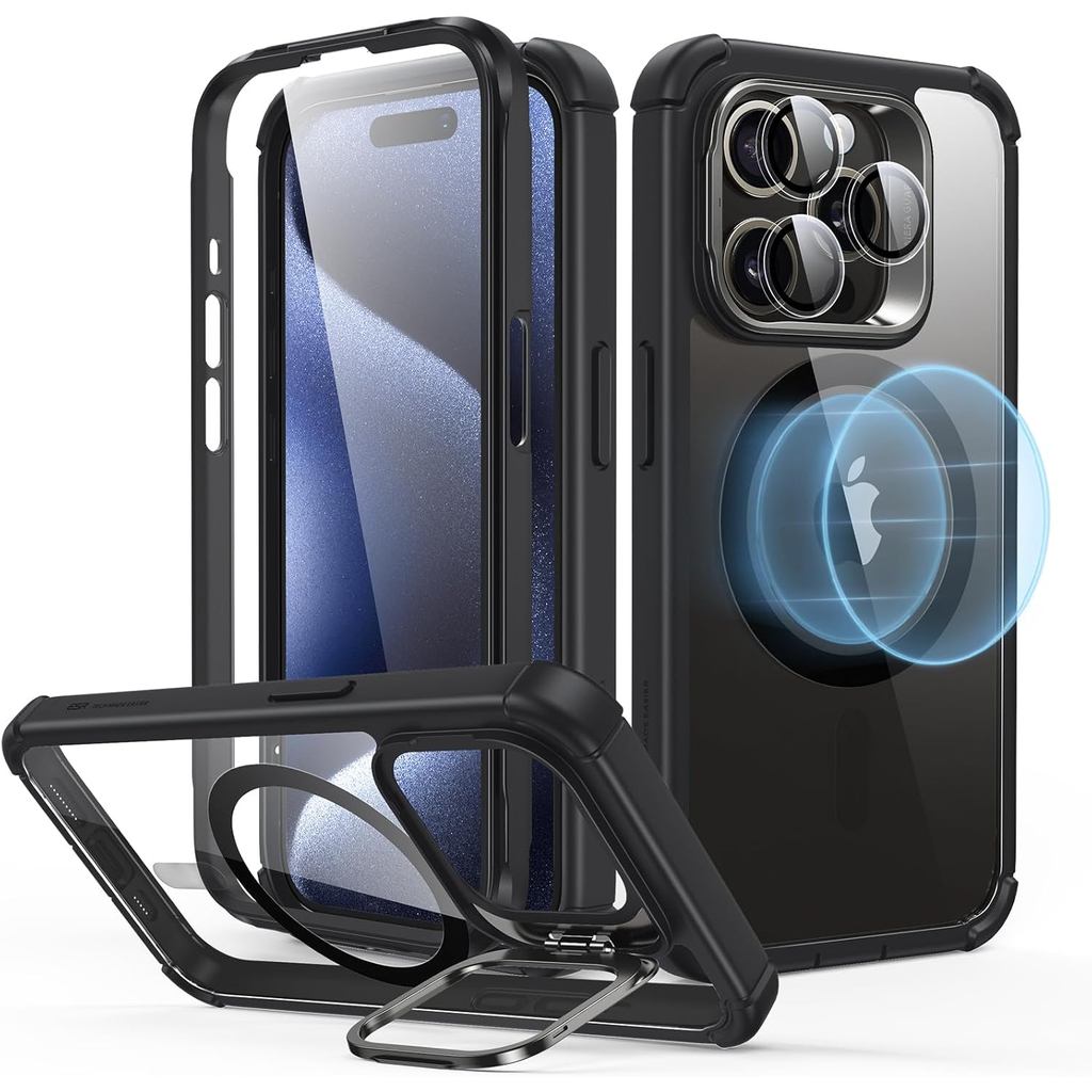 เคส ESR สําหรับ 14 Pro Max พร้อมขาตั้ง ใช้ได้กับ MagSafe เคสป้องกันการตกเกรดทหารเต็มตัวพร้อมตัวป้องก
